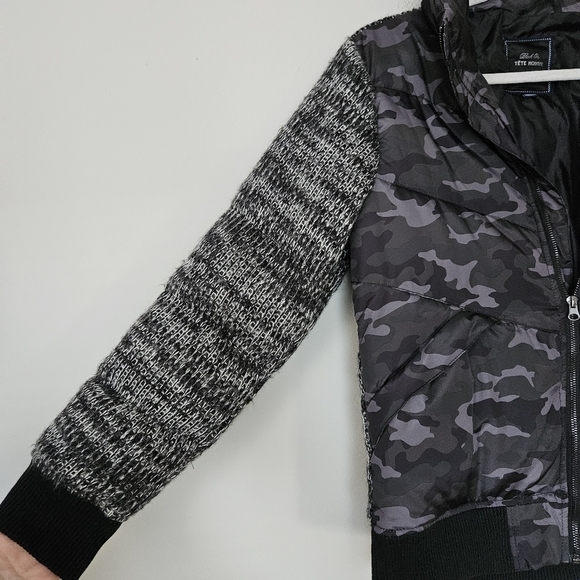 Issey Miyake Tete Homme Black On camo puffer gray sweater jacket size M - Picture 4 of 9